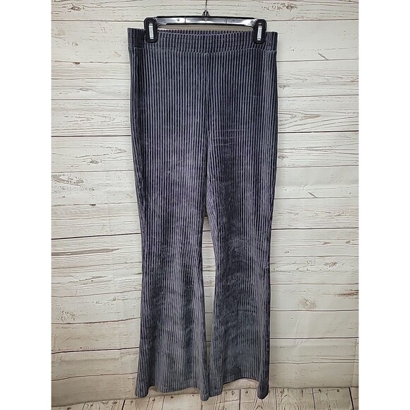 Aerie Juniors Ribbed Pull On Pants Gray Size M Short Flared Cotton Blend - Picture 1 of 9